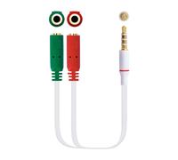 Cable jack 3,5mm 4c macho a 2 jack 3,5mm hembra mic/aur longitud 20cm