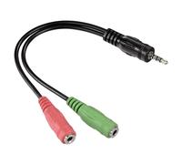 Cable jack 3,5mm 4contactos a 2 jack 3,5mm hembra mic/aur 0,30m