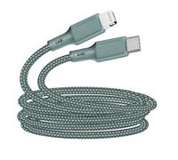 Cable - JUST GREEN - Reciclable en algodón USB C/Lightning 2 m - Carga y sincronización - Verde Noche