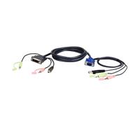 Cable KVM ATEN 3 m USB VGA a DVI Negro Azul Verde Rosa Conectores Macho