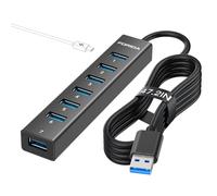 Cable largo USB 3.0, 8 puertos, adaptador USB A 3.0, con 7 puertos USB A 3.0, divisor USB 1 en 8 con puerto USB C 5 V/3 A, cable principal de 120 cm para ordenador portátil y otros dispositivos USBA