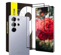 Cable Leader 2+2 vidrio templado para Samsung Galaxy S25 Ultra 5G cristal protector + película de objetivo, dureza 9H anti arañazos, cobertura completa 3D, burbuja libre, HD Sensibilidad S25 Ultra