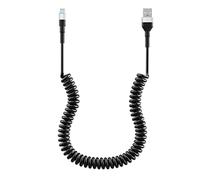 Cable Lightning en espiral, cable cargador de iPhone para coche, [Apple MFi Certified] cable Apple CarPlay con transmisión de datos y LED, cargador retráctil USB para iPhone/Pad/Pod