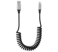 Cable Lightning en espiral compatible con Apple Carplay [certificado Apple MFI] Carga retráctil para iPhone con sincronización de datos
