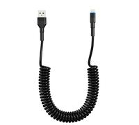 Cable Lightning en espiral con Apple Carplay [certificado Apple MFi] Cargador retráctil de iPhone con sincronización de datos y LED, cable corto de coche cargador de iPhone para iPhone/Pad/Pod