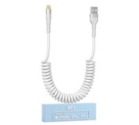 Cable Lightning en Espiral para Coche [Certificado Apple MFi], Cable Cargador iPhone Carga Rápida con Sincronización de Datos y LED, Cable Telescópico de Carga de Datos Compatible con iPhone/Pad/Pod
