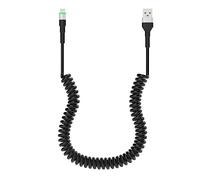 Cable Lightning en espiral para iPhone para Apple Carplay, cable USB a Lightning en espiral con certificación MFi, cable de carga en espiral para iPhone con LED