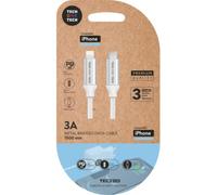 Cable Lightning Tech One Tech TEC2203 USB-C Macho a Lightning Macho 1m Blanco 3A Nylon Trenzado