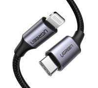 Cable Lightning Ugreen 60759 USB-C a Lightning 1m 3A Nylon Negro/Plata