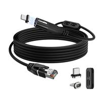 Cable magnético USB C a Ethernet de 20 pies, cable trenzado USB tipo C a RJ45, Gigabit, conectado directamente, compatible con MacBook, iPad Pro, XPS, Surface Pro, portátil, PC con 2 enchufes USB-C y