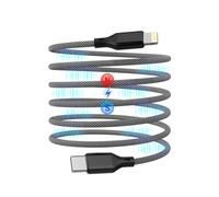Cable Magnético USB-C a Lightning, 1M Cargador Rápido Certificado MFi Cable Trenzado Retráctil Plano Compatible con Coche para iPhone 14 13 12 11 Pro Max XR XS X 8 Plus SE