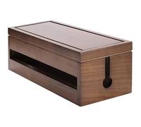 Cable Management Box Wooden Cord Organizer For Extension Power Protector Wire (Coffee Color)