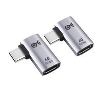 Cable Matters 2-Pack 40Gbps Adaptador USB C Plano en Ángulo Recto con 240W PD (Adaptador USB C de 90 Grados) - Puerto Thunderbolt 4, USB4, Thunderbolt 3 Compatible con iPad Pro, iPhone 15, Steam Deck