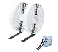 Cable Matters 400 Piezas (200 Pares) Puntos Adhesivos de Cierre de Gancho y Bucle, Redondos 12,7 mm, Autoadhesivos para Manualidades, Aula, Oficina y Organización del Hogar, Negro/Blanco