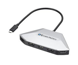 Cable Matters Adaptador MST USB C para Cuatro Pantallas 4K con PD de 140 W, 1x DisplayPort 2.1, 1x HDMI 2.1, 2X Puertos HDMI/DisplayPort de Doble función, USB4, Compatible con Thunderbolt 4/5