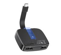 Cable Matters Adaptador portátil de USB C a HDMI y DisplayPort 8K o Doble 4K 60 Hz - Compatible con Thunderbolt 4 y USB 4 para DELL XPS, Surface Pro, MacBook (macOS Solo admite una Pantalla ampliada)