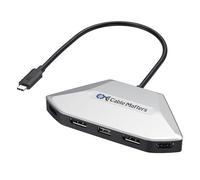 Cable Matters Adaptador USB C MST para Cuatro Pantallas 4K con Carga PD de 140 W, concentrador USB C con 2 DisplayPort 2.1 y 2 HDMI 2.1, USB4, Compatible con Thunderbolt 4/5