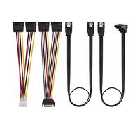 Cable Matters Cable de datos SATA III y cable de alimentación SATA con conector SATA3 recto y de 90 grados, adaptador divisor de alimentación y adaptador Molex en color negro