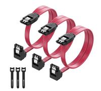 Cable Matters Cable SATA III de Ángulo, 6Gbps, Pack de 3, 45cm, Rojo | SATA 3 cable, SATA-cable SSD, SATA-cable con 3 bridas para cablesn, acodado datos cable