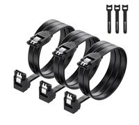 Cable Matters Cable SATA III de Ángulo, 6Gbps, Pack de 3, 60cm, Negro | 6Gbps, SATA 3 cable, SATA-cable SSD, SATA-cable, acodado datos cable, HDD, CD/DVD, discos duros