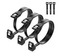 Cable Matters Cables SATA III de Ángulo, 6Gbps, Pack de 3, 45cm, Negro | 6Gbps, SATA 3 cable, SATA-cable SSD, SATA-cable, acodado datos cable, HDD, CD/DVD, discos duros