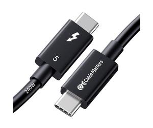 Cable Matters [certificado por Intel] 80Gbps Thunderbolt 5 Cable con aumento de ancho de banda de hasta 120Gbps y carga de 240W en negro - 1m, compatible con Thunderbolt 4, USB 4 y USB-C