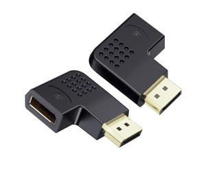Cable Matters Combo-Pack 4K @240Hz Adaptador DP 1.4 de ángulo recto plano | Adaptador DisplayPort de 8K a 60Hz / 4K a 240Hz, 270 grados y 90 grados, negro