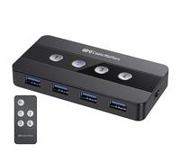 Cable Matters Conmutador USB 3.0 de 4 Puertos para 4 PC y periféricos USB (Switch USB 3.0) - Conmutación por botón o Mando a Distancia - Incluye Adaptador USB-C para USB-C y Thunderbolt 3