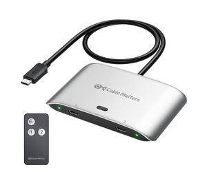 Cable Matters Conmutador USB4 USB C a 20 Gbps para 2 ordenadores, compatible con 8K@30Hz, 4K@144Hz, 140 W PD, para compartir un monitor USB-C o Thunderbolt 4