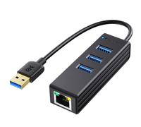 Cable Matters Hub USB 3.0 con 3-Puertos USB y Ethernet 1000 Mbps (Hub Adaptador USB con Ethernet, Convertidor Gigabit Ethernet USB) Compatible con Red Ethernet 10/100/1000 Mbps en Negro