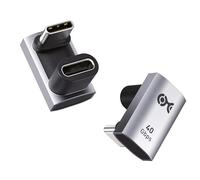 Cable Matters Pack de 2 40Gbps Adaptador USB C 180° en U acodado 7 mm, 40 Gbps USB4 / Thunderbolt 4, 240W PD 3.1, 8K60/4K240, 180° Adaptador Tipo c Macho a Hembra
