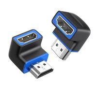 Cable Matters Pack de 2 Adaptadores HDMI 2.1 en ángulo 8K, 48Gbps, 90° | 8K@60Hz, 4K@240Hz, HDMI macho a hembra, HDR, VRR y ALLM, ángulo de 90° ideal para espacios reducidos