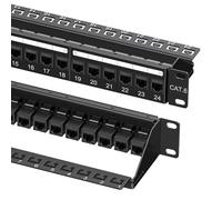 Cable Matters Panel de conexión Ethernet Cat6 de 1U de 19 Pulgadas y 24 Puertos de 10 Gbps con Keystone en línea y Barra de gestión de Cables, Panel de conexión de Red para Montaje en Rack o Pared /