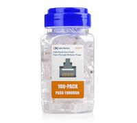 Cable Matters Paquete de 100 conectores RJ45 de paso Cat 6 (conectores RJ45 de paso a través de conectores/conector Cat6 / conectores RJ45 Cat6/conectores Ethernet) para cable Ethernet UTP sólido o