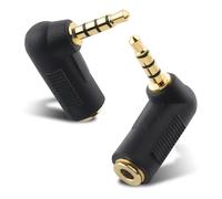 Cable Matters Paquete de 2 adaptadores de 3,5 mm en ángulo Recto en Negro (Adaptador de 3,5 mm en ángulo Recto, Adaptador de 3,5 mm de 90 Grados, Adaptador de Audio de 90 Grados).