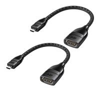Cable Matters Paquete de 2 adaptadores Micro HDMI a HDMI 8K / 4K 120Hz (Adaptador Micro HDMI) en Negro, 12 cm con Soporte HDR para Raspberry Pi 4 (RPI4) y más