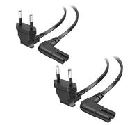 Cable Matters, Paquete de 2 Cables de alimentación acodados de 2 Polos, 2m, Conector acodado de 90° Tipo C (CEE 7/16) a Cable C7, Cable de alimentación Europeo para televisores, PS5, PS4, Xbox, Negro