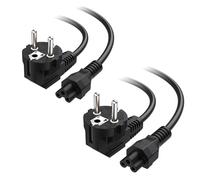 Cable Matters, Paquete de 2 Cables de alimentación de 3 Polos, 1 m, Conector en ángulo Tipo F (CEE 7/7) a Cable IEC C5, Conector Tipo trébol o Mickey Mouse, Negro