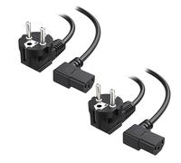 Cable Matters, Paquete de 2 Cables de alimentación de 3 Polos, 2 m, Cable para aparatos electrónicos con Conector en ángulo, Tipo F (CEE 7/7) a IEC C13, para Ordenadores de sobremesa, Negro