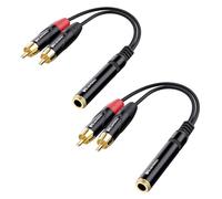 Cable Matters Paquete de 2 cables divisor de audio estéreo RCA a 1/4 hembra (adaptador dual hembra a RCA de 1/4 pulgadas) en negro - 6 pulgadas / 0,15 metros