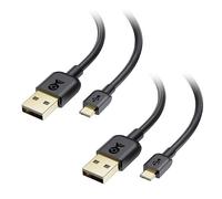 Cable Matters Paquete de 2 cables micro USB a USB A, 10 pies, 3 A/15 W con conector Micro-B 2.0 para teléfonos Android, tabletas, controlador PS4, cámaras y más, color negro