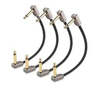 Cable Matters Paquete de 4 cables de conexión trenzados de alta calidad para guitarra de 6 pulgadas (cables de pedal de efecto guitarra, cables de conexión de guitarra) con conectores de metal