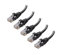 Cable Matters Paquete de 5, 10G Cable Ethernet Cat 6 corto Moldeado 0,9m, Cable Cat 6, RJ45 Cat 6 en Negro - 0,9 Metro