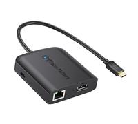 Cable Matters USB C Hub DisplayPort 100W, 4K@240Hz (USB C DisplayPort 1.4 Hub), 480Mbps Ethernet, 2X USB, 100W Host Charging in Black - Thunderbolt 4 / Thunderbolt 3 Port Compatible for MacBook Pro