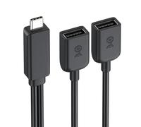 Cable Matters USB-C macho a doble USB-A hembra Splitter 1 in 2 Out - 0.3m, USB-C a USB Splitter Hub con 480Mbps de transferencia de datos, soporte de carga BC 1.2