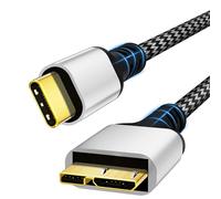 Cable Micro B a USB C de 10 Gbps,cable USB C a Micro B de nailon de 0,3 m,USB 3.1,USB C macho a Micro B macho,cable para disco duro externo compatible con Toshiba,Seagate,WD,Galaxy S5,Note 3,HDD