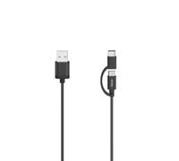Cable micro-USB, 2 en 1, con adaptador USB-C, USB 2.0, 0,75 m