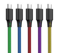 Cable Micro USB, （5Pack 2M） Cable de Carga Micro USB 2.4A Cable de PVC Cable Micro USB Cargador rápido para Nexus, Samsung Galaxy， Huawei， HTC， xiaomi ， Kindle y más Dispositivos Android