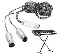Cable Midi, Interfaz Midi a USB de 70,9 Pulgadas Adaptador de Cable Midi Cable Midi a USB Cables Midi Cable Convertidor con Luz Indicadora Chip de Procesamiento FTP Carcasa