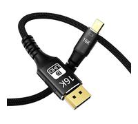 Cable Mini DisplayPort a DisplayPort 2.1 de 16 K, [16 K a 60 Hz, 8 K @ 120 Hz, 4K @ 240 Hz] 80 Gbps Mini DP a DP, HDR, G-Sync FreeSync, [compatible con Thunderbolt 2] para Macbook, portátil, monitor